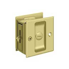 Deltana [SDL25U3] Solid Brass Pocket Door Privacy Lock - Polished Brass - 2 1/2&quot; L