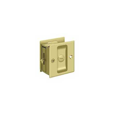 Deltana [SDL25U3] Solid Brass Pocket Door Privacy Lock - Polished Brass - 2 1/2&quot; L