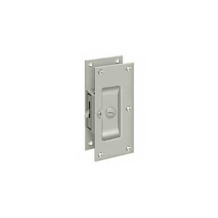 Deltana [SDL60U15] Solid Brass Pocket Door Privacy Lock - Brushed Nickel - 6&quot; L