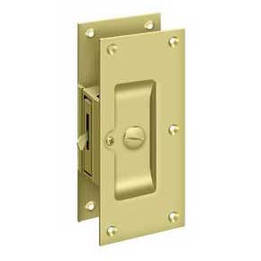 Deltana [SDL60U3] Solid Brass Pocket Door Privacy Lock - Polished Brass - 6" L