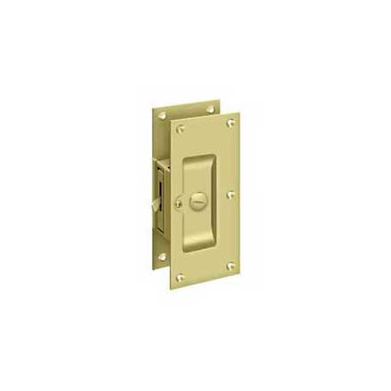 Deltana [SDL60U3] Solid Brass Pocket Door Privacy Lock - Polished Brass - 6&quot; L