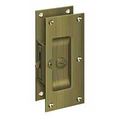 Deltana [SDL60U5] Solid Brass Pocket Door Privacy Lock - Antique Brass - 6&quot; L