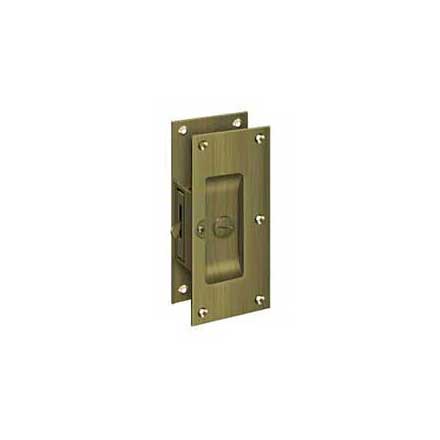 Deltana [SDL60U5] Solid Brass Pocket Door Privacy Lock - Antique Brass - 6&quot; L