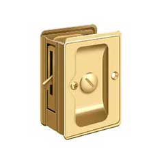 Deltana [SDLA325CR003] Solid Brass Pocket Door Privacy Lock - Adjustable - Polished Brass (PVD) - 3 1/4&quot; L