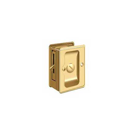 Deltana [SDLA325CR003] Solid Brass Pocket Door Privacy Lock - Adjustable - Polished Brass (PVD) - 3 1/4&quot; L