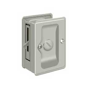 Deltana [SDLA325U15] Solid Brass Pocket Door Privacy Lock - Adjustable - Brushed Nickel - 3 1/4" L