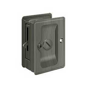 Deltana [SDLA325U15A] Solid Brass Pocket Door Privacy Lock - Adjustable - Antique Nickel - 3 1/4" L