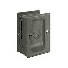 Deltana [SDLA325U15A] Solid Brass Pocket Door Privacy Lock - Adjustable - Antique Nickel - 3 1/4&quot; L