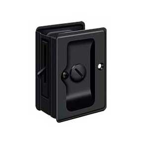 Deltana [SDLA325U19] Solid Brass Pocket Door Privacy Lock - Adjustable - Paint Black - 3 1/4" L