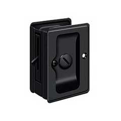 Deltana [SDLA325U19] Solid Brass Pocket Door Privacy Lock - Adjustable - Paint Black - 3 1/4&quot; L