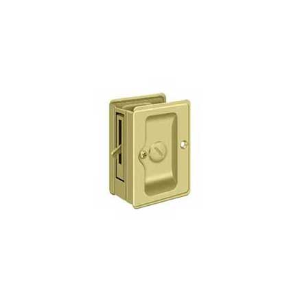 Deltana [SDLA325U3] Solid Brass Pocket Door Privacy Lock - Adjustable - Polished Brass - 3 1/4&quot; L