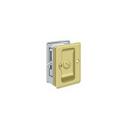 Deltana [SDLA325U3/26] Solid Brass Pocket Door Privacy Lock - Adjustable - Polished Brass &amp; Polished Chrome - 3 1/4&quot; L