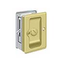 Deltana [SDLA325U3/26] Solid Brass Pocket Door Privacy Lock - Adjustable - Polished Brass &amp; Polished Chrome - 3 1/4&quot; L