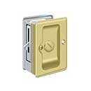 Deltana [SDLA325U3/26] Solid Brass Pocket Door Privacy Lock - Adjustable - Polished Brass &amp; Polished Chrome - 3 1/4&quot; L