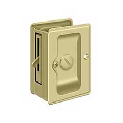 Deltana [SDLA325U3-UNL] Solid Brass Pocket Door Privacy Lock - Adjustable - Polished Brass (Unlacquered) - 3 1/4&quot; L