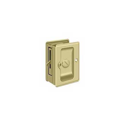 Deltana [SDLA325U3-UNL] Solid Brass Pocket Door Privacy Lock - Adjustable - Polished Brass (Unlacquered) - 3 1/4&quot; L