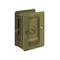 Deltana [SDLA325U5] Solid Brass Pocket Door Privacy Lock - Adjustable - Antique Brass - 3 1/4&quot; L