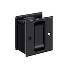 Deltana [SDP25U19] Solid Brass Pocket Door Passage Set - Paint Black - 2 1/2&quot; L