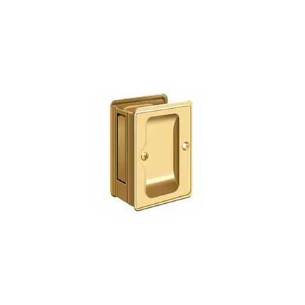 Deltana [SDPA325CR003] Solid Brass Pocket Door Passage Set - Adjustable - Polished Brass (PVD) - 3 1/4&quot; L