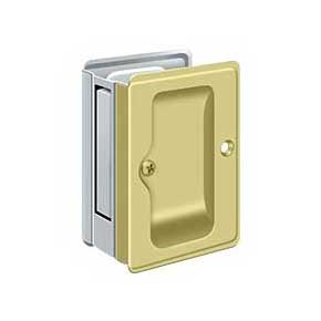 Deltana [SDPA325U3/26] Solid Brass Pocket Door Passage Set - Adjustable - Polished Brass & Polished Chrome - 3 1/4" L