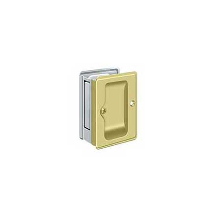 Deltana [SDPA325U3/26] Solid Brass Pocket Door Passage Set - Adjustable - Polished Brass &amp; Polished Chrome - 3 1/4&quot; L