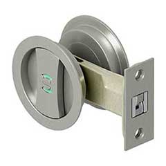 Deltana [SDRL218U15] Solid Brass Pocket Door Privacy Set - Round - Brushed Nickel Finish - 2 1/2&quot; Dia.