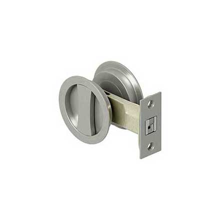 Deltana [SDRP218U15] Solid Brass Pocket Door Passage Set - Round - Brushed Nickel Finish - 2 1/2&quot; Dia.