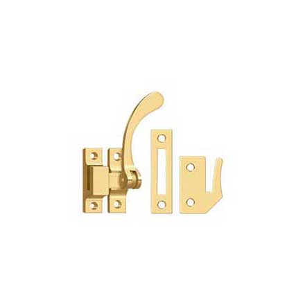 Deltana [CF450CR003] Solid Brass Window Casement Fastener - Reversible Lever - Polished Brass (PVD) Finish - 4 1/2&quot; L