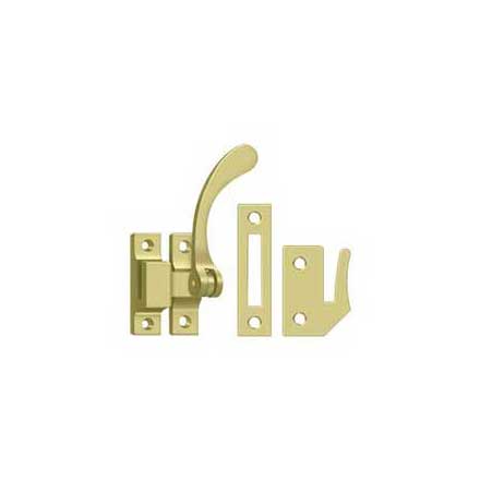 Deltana [CF450U3] Solid Brass Window Casement Fastener - Reversible Lever - Polished Brass Finish - 4 1/2&quot; L