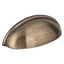 Elements [2981AB] Die Cast Zinc Cabinet Cup Pull - Florence Series - Brushed Antique Brass Finish - 3&quot; C/C - 3 11/16&quot; L