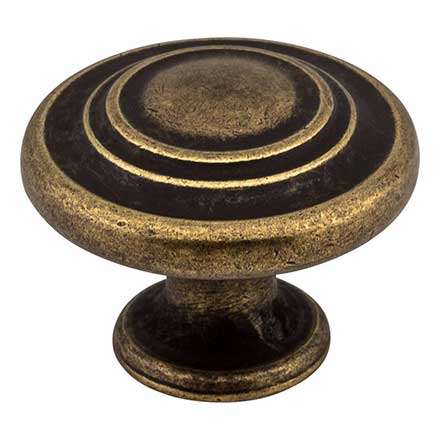 Elements [107AEM] Die Cast Zinc Cabinet Knob - Arcadia Series - Lightly Distressed Antique Brass Finish - 1 1/4&quot; Dia.