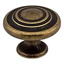Elements [107AEM] Die Cast Zinc Cabinet Knob - Arcadia Series - Lightly Distressed Antique Brass Finish - 1 1/4&quot; Dia.