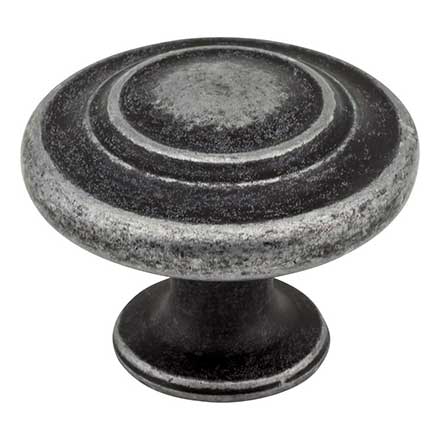 Elements [107ASM] Die Cast Zinc Cabinet Knob - Arcadia Series - Distressed Antique Silver Finish - 1 1/4&quot; Dia.