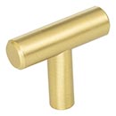 Elements [40BG] Plated Steel Cabinet T-Knob - Naples Series - Brushed Gold Finish - 1 9/16" L