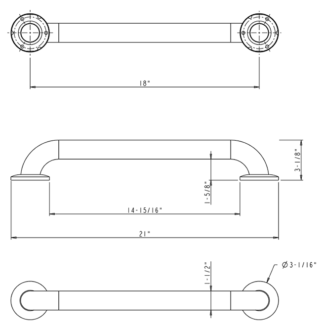 Elements GRAB-18-R Grab Bar