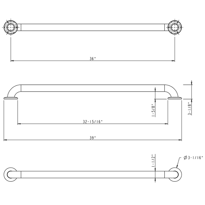 Elements GRAB-36-R Grab Bar