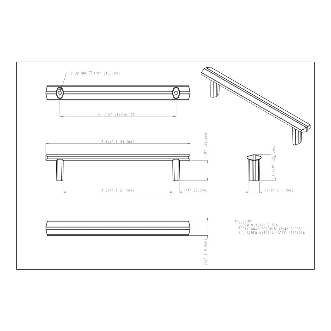 Elements 641-128 Cabinet Pull