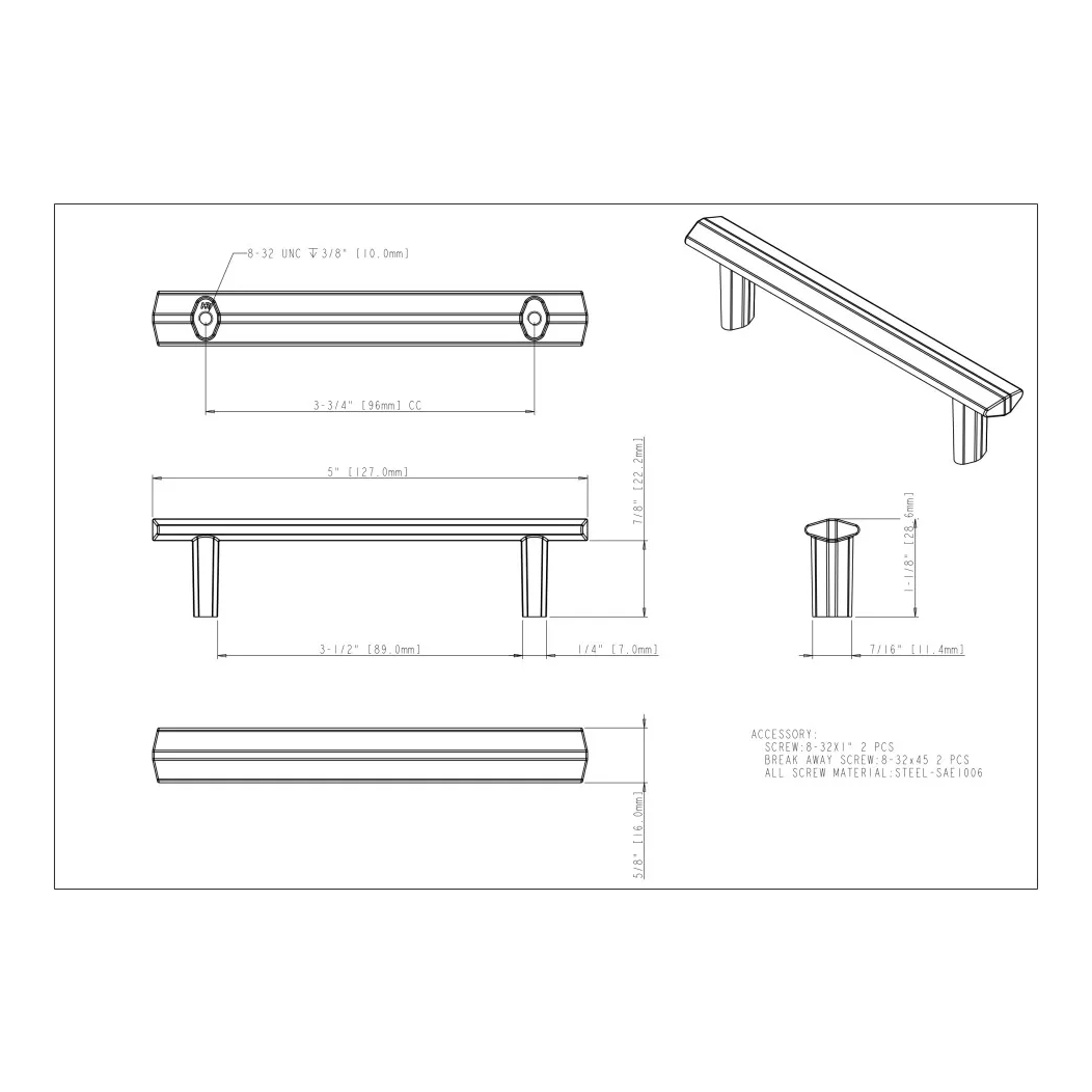 Elements 641-96 Cabinet Pull