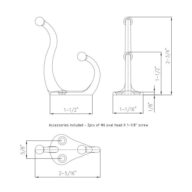 Elements YD10-231SN Wall Hook Elements YD10-231SN Wall Hook