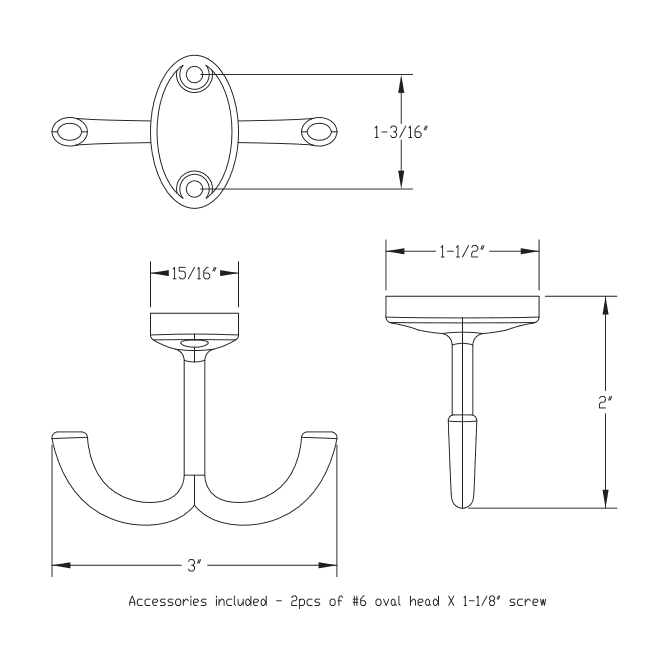 Elements YD20-156SN Ceiling Hook