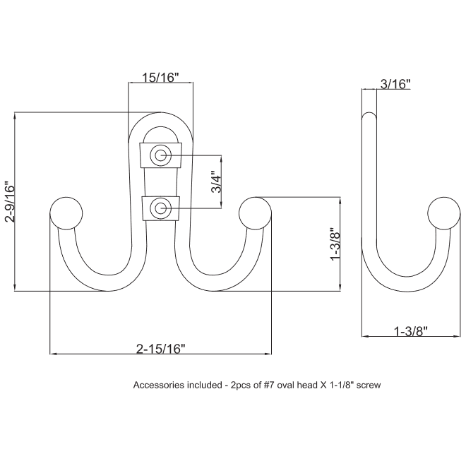 Elements YD25-256DBAC Wall Hook