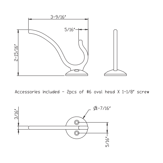 Elements YD30-381SN Wall Hook