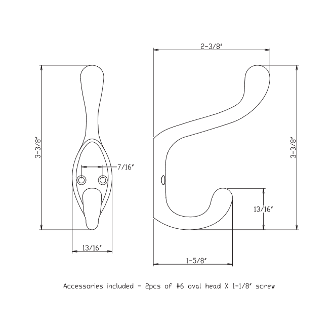 Elements YD40-337PC Wall Hook