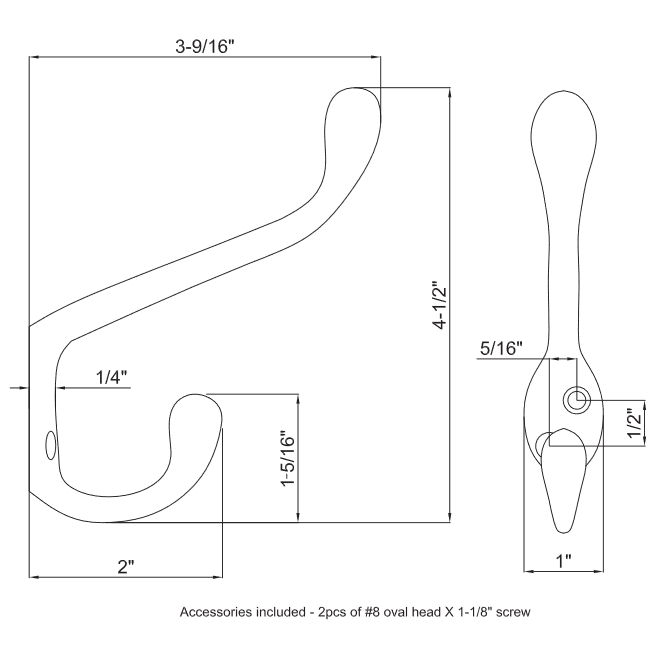 Elements YD40-450SN Wall Hook