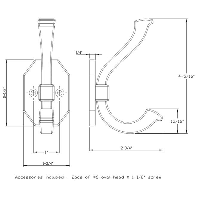 Elements YD45-431SN Wall Hook Elements YD45-431SN Wall Hook