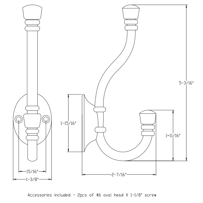 Elements YD50-518DBAC Wall Hook