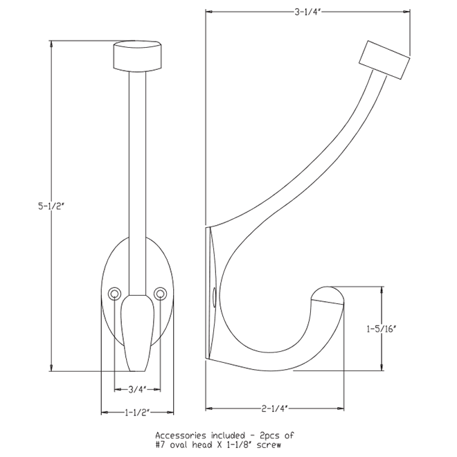 Elements YD60-550PC Wall Hook Elements YD60-550PC Wall Hook