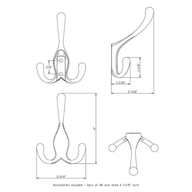 Elements YT40C-400DBAC Wall Hook