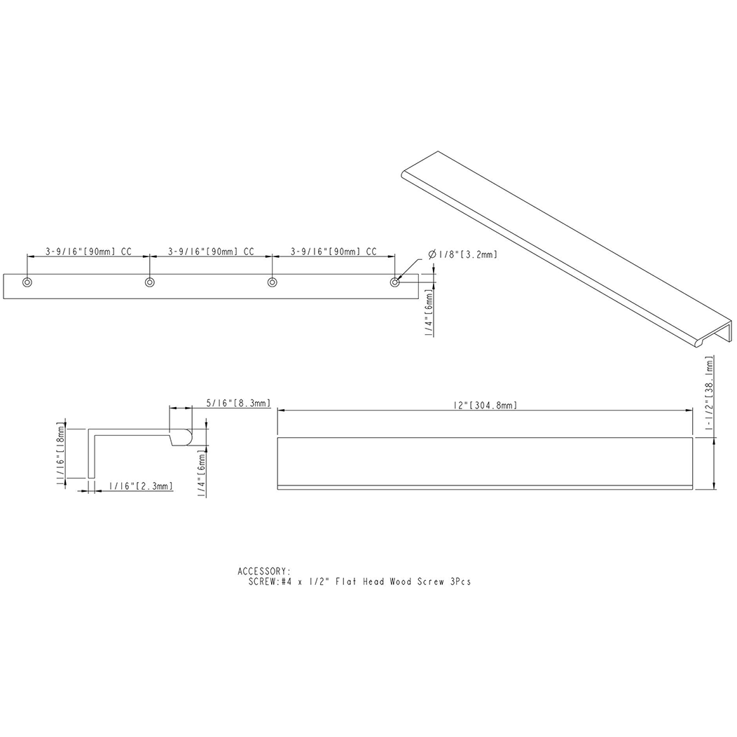 Elements A500-12 Edge Pull Elements A500-12 Edge Pull