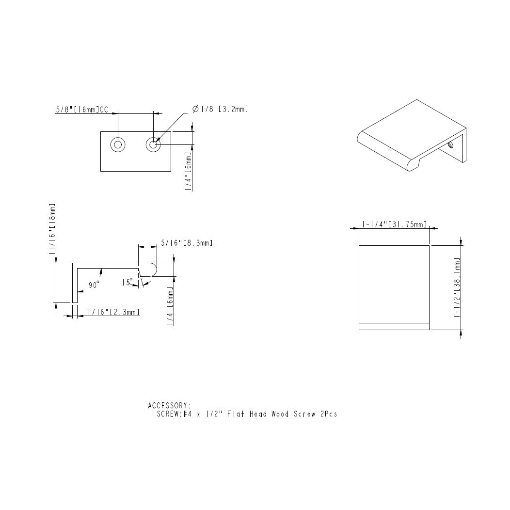 Elements A500-125 Edge Pull Elements A500-125 Edge Pull